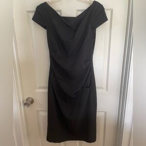 Adrianna Papell black knee-length dress with ruching